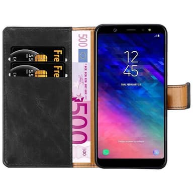 Samsung Galaxy A6 PLUS 2018 lommebokdeksel etui (svart)