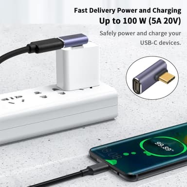NÖRDIC USB4 vinklet adapter hann til hunn 40G 8K60Hz PD100W