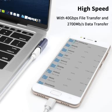 NÖRDIC USB4 vinklet adapter hann til hunn 40G 8K60Hz PD100W