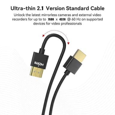 NÖRDIC 1m slank Ultra High Speed ​​​​HDMI2.1 8K 60Hz 4K 120Hz 48Gbps Dynamic HDR eARC Spillmodus VRR Dolby ATMOS