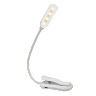 INF LED klemme spot clamp lampe med 3 lysmoduser 360° roterbar Hvit