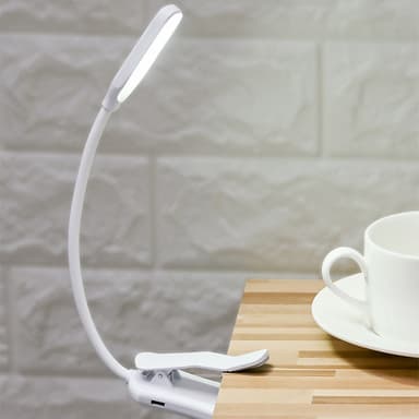 INF LED klemme spot clamp lampe med 3 lysmoduser 360° roterbar Hvit