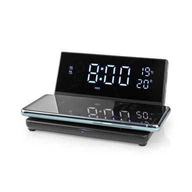 Nedis Alarm clock wireless charger | Qi sertifisert | 5 / 7.5 / 10 / 15 W | USB-A Han | 2 Alarmtider | slumrefunksjon