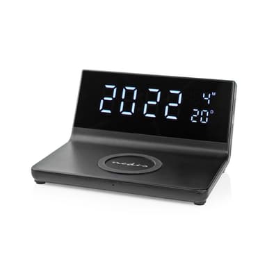 Nedis Alarm clock wireless charger | Qi sertifisert | 5 / 7.5 / 10 / 15 W | USB-A Han | 2 Alarmtider | slumrefunksjon