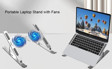 NÖRDIC Laptop-stativ for skrivebord med vifte 9-15,6 tommer