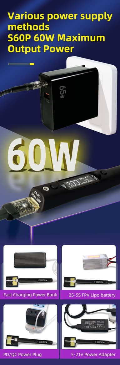 Sequre S60P Loddebolt 60W 5-21V