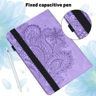 Apple iPad 10.9 2022 Sammenleggbart Veske Kortholder Blomster - Lilla