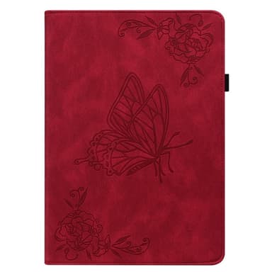Apple iPad 10.9 2022 Sammenleggbart Veske Kortholder Sommerfugl - Rød