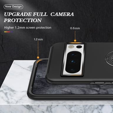 For Pixel 8 Pro Hybrid Deksel Med Fingerring - Svart