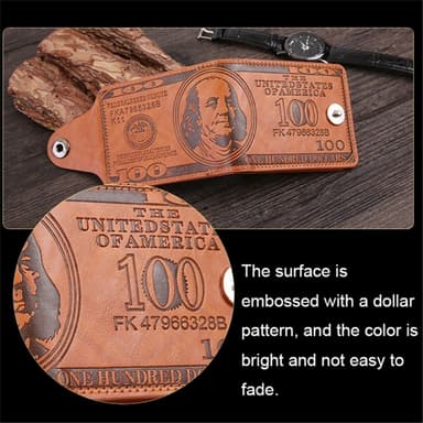Wallet Exchange 100 Dollar Bill Money Bifold Kortholder - Brun