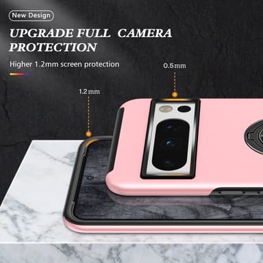 Til Pixel 8 Pro Hybrid Deksel med Fingerring - Rosa