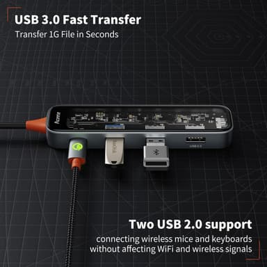 NÖRDIC USB-C 1 til 5 huber 1xHDMI 4K60Hz, 1xUSB-C PD 100W, 3xUSB-A, 30cm