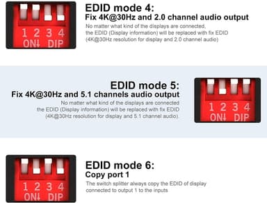 NÖRDIC HDMI Switch 2xPC til 4x skjermer 4K30Hz UHD CEC 3D HDCP1.4 for PC, PS5, Xbox og bærbar PC