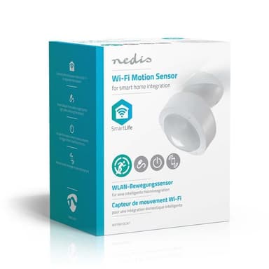 Nedis SmartLife Bevegelsessensor | Wi-Fi | Batteri drevet / Nettstrøm drevet | Detektorvinkel: 120 ° | Detektorrekkevidde: 10.0 m | Hvit