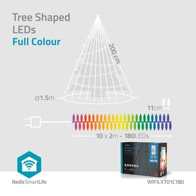 Nedis SmartLife Julelys | Tre | Wi-Fi | RGB | 180 LED's | 10 x 2 m | Android™ / IOS