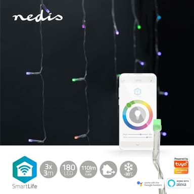 Nedis SmartLife Julelys | Gardin | Wi-Fi | RGB | 180 LED's | 3 m | Android™ / IOS