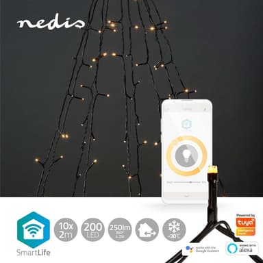 Nedis SmartLife Julelys | Tre | Wi-Fi | Varm Hvit | 200 LED's | 20.0 m | 10 x 2 m | Android™ / IOS