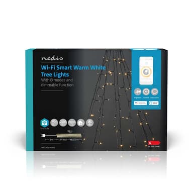 Nedis SmartLife Julelys | Tre | Wi-Fi | Varm Hvit | 200 LED's | 20.0 m | 10 x 2 m | Android™ / IOS