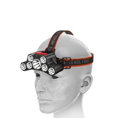 Oppladbar hodelykt med 7 lys, LED