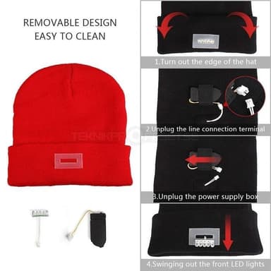 LED Cap med fem innebygde lys, Hvit
