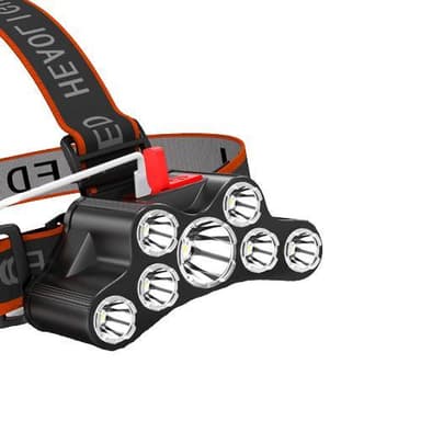 Oppladbar hodelykt med 7 lys, LED