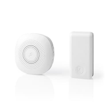 Nedis Trådløs ringeklokke Set | Nettstrøm drevet | 220 - 240 V AC 50 Hz | 1x CR2032 | Volum: 80 dB | Signalområde (siktelinje): 100 m | Justerbar volum | 36 Melodier | 1 Mottaker | Hvit