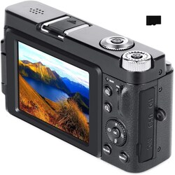 Digitalkamera med 48 MP, HD 1080p, 16x zoom, flip-skjerm, 32 GB minnekort