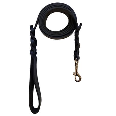 Svenskprodusert hundebånd i lær 20mm x 210cm - Svart