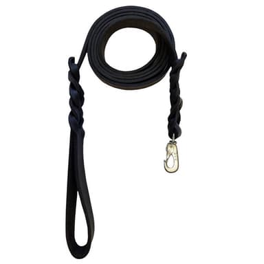 Svenskprodusert hundebånd i lær 20mm x 210cm - Svart