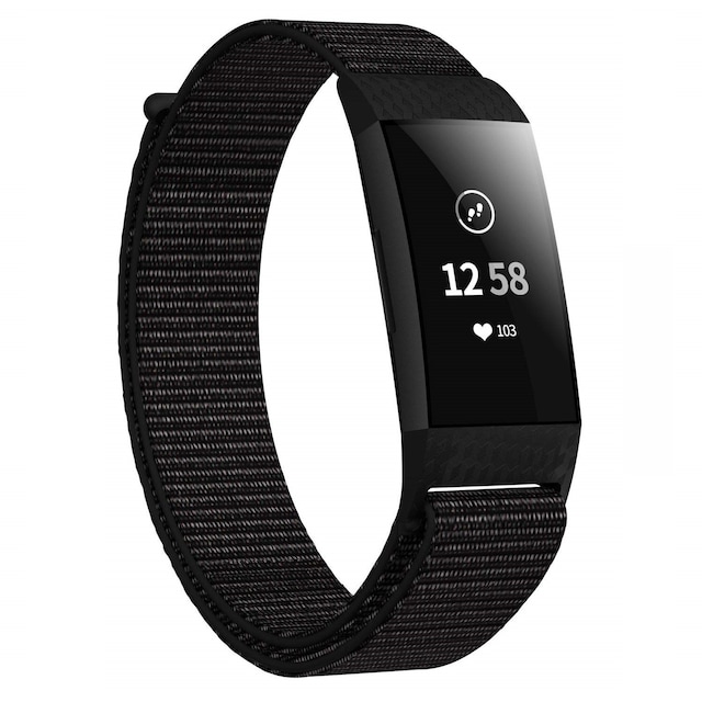 Klokkerem til Fitbit Charge 3/4 i svart nylon