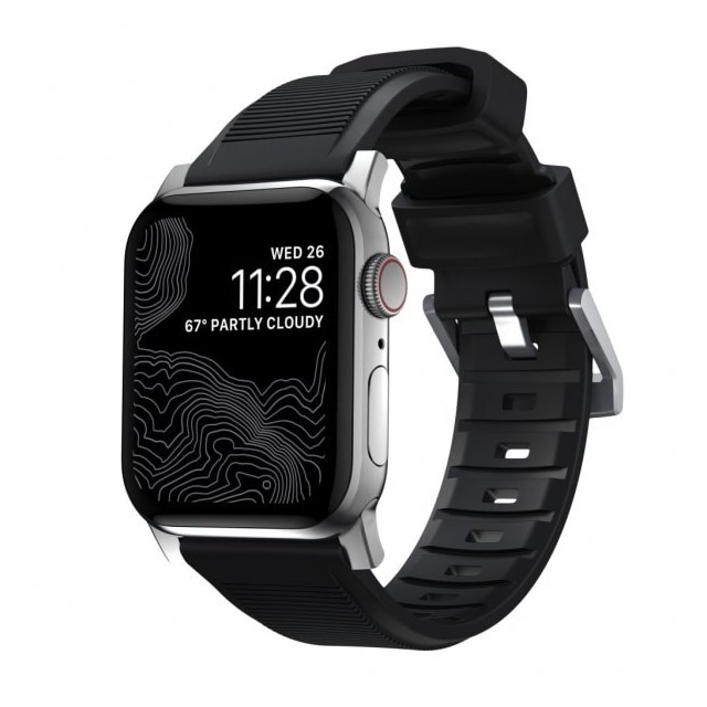 NOMAD Apple Watch 42/44/45mm/Apple Watch Ultra Armbånd Rugged Band Svart Silver