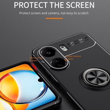 Til Xiaomi Redmi 13C Hybrid-veske Fingerring Metallplate