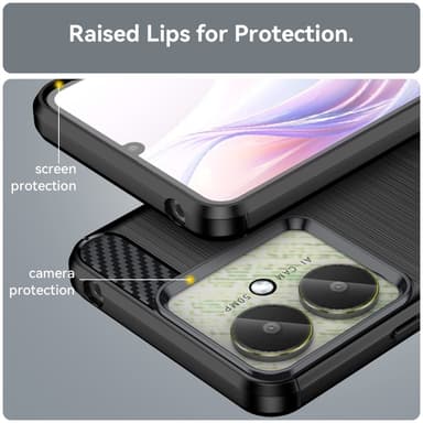 For Xiaomi Redmi 13C karbonfiber tekstur deksel bakdeksel - svart