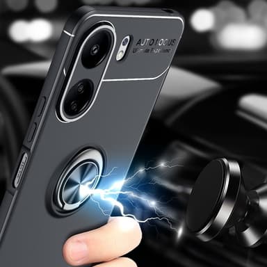 Til Xiaomi Redmi 13C Hybrid-veske Fingerring Metallplate