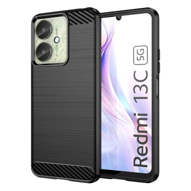 For Xiaomi Redmi 13C karbonfiber tekstur deksel bakdeksel - svart