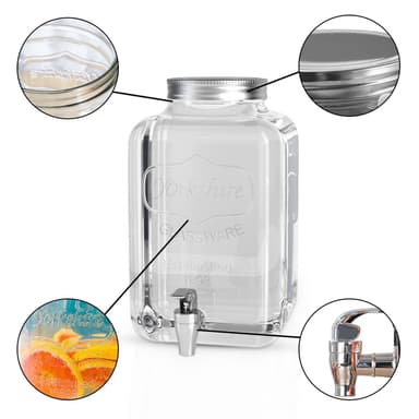Drikkedispenser 4 L med kran Glassbeholder