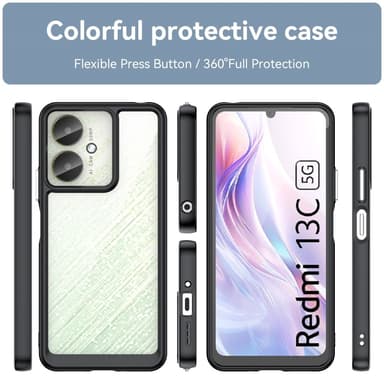 Til Xiaomi Redmi 13C Deksel Bakside Hybrid TPU+Akryl