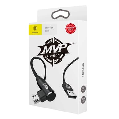 BASEUS 2 meter mikro-USB-kabel nylon vinklet - svart