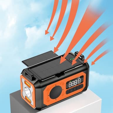 Håndsveivradio 12000mAh strømbank batteri lommelykt Sollading