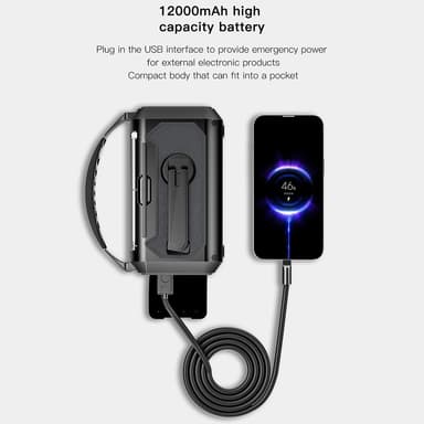 Håndsveivradio 12000mAh strømbank batteri lommelykt Sollading