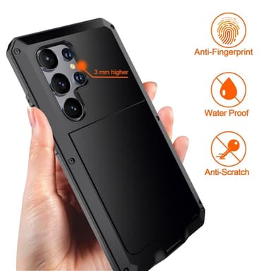 Samsung Galaxy S24 Ultra Case Armor beskyttelsesdeksel + Herdet Glass