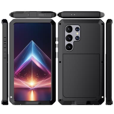 Samsung Galaxy S24 Ultra Case Armor beskyttelsesdeksel + Herdet Glass