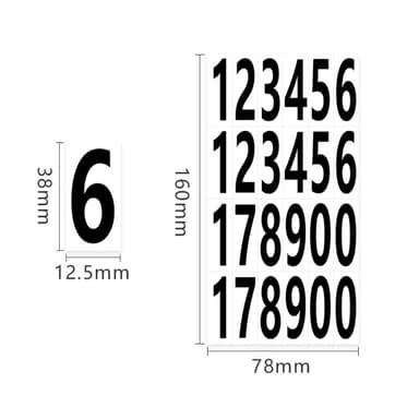 2 ark 1,25 x 3,8 cm numeriske etikettklistremerker