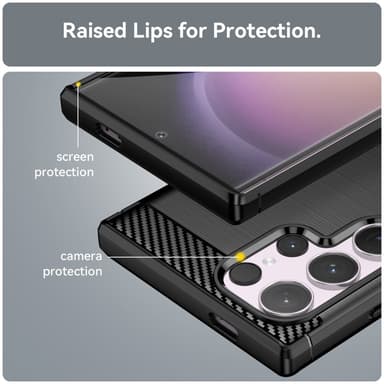 Samsung Galaxy S24 Ultra Karbonfiber Teksturdeksel - Svart