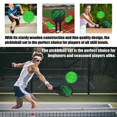 Pickle Ball racketsett Padlesett 2 racketer 4 sylteballer