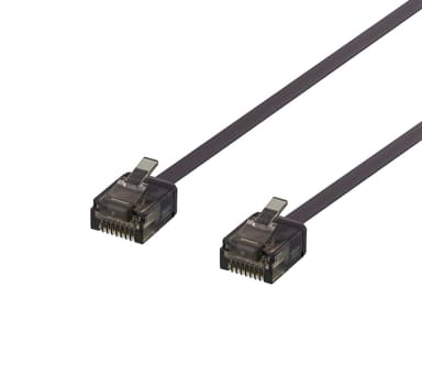 U/UTP Cat6a patch cable, flat, 3m, 1mm thick, black