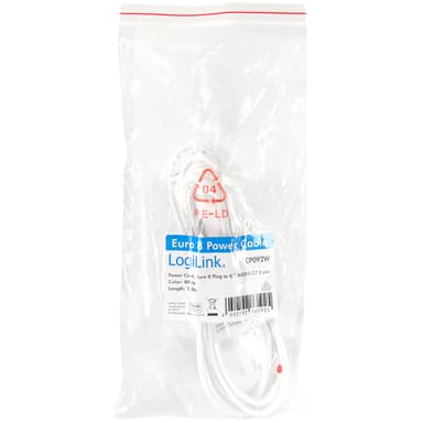 Enhetskabel Euro - C7 Hvit 1,8m