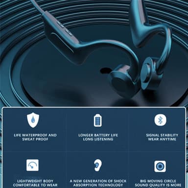 Trådløse sportshodetelefoner Bluetooth 5.1 Sort