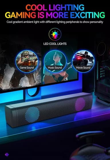 Soundbar med doble høyttalere og LED RGB Black