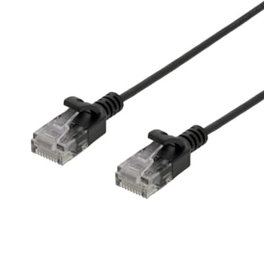 deltaco U/UTP Cat6 patch cable slim, 2.6 mm⌀, 1m, 500MHz, black